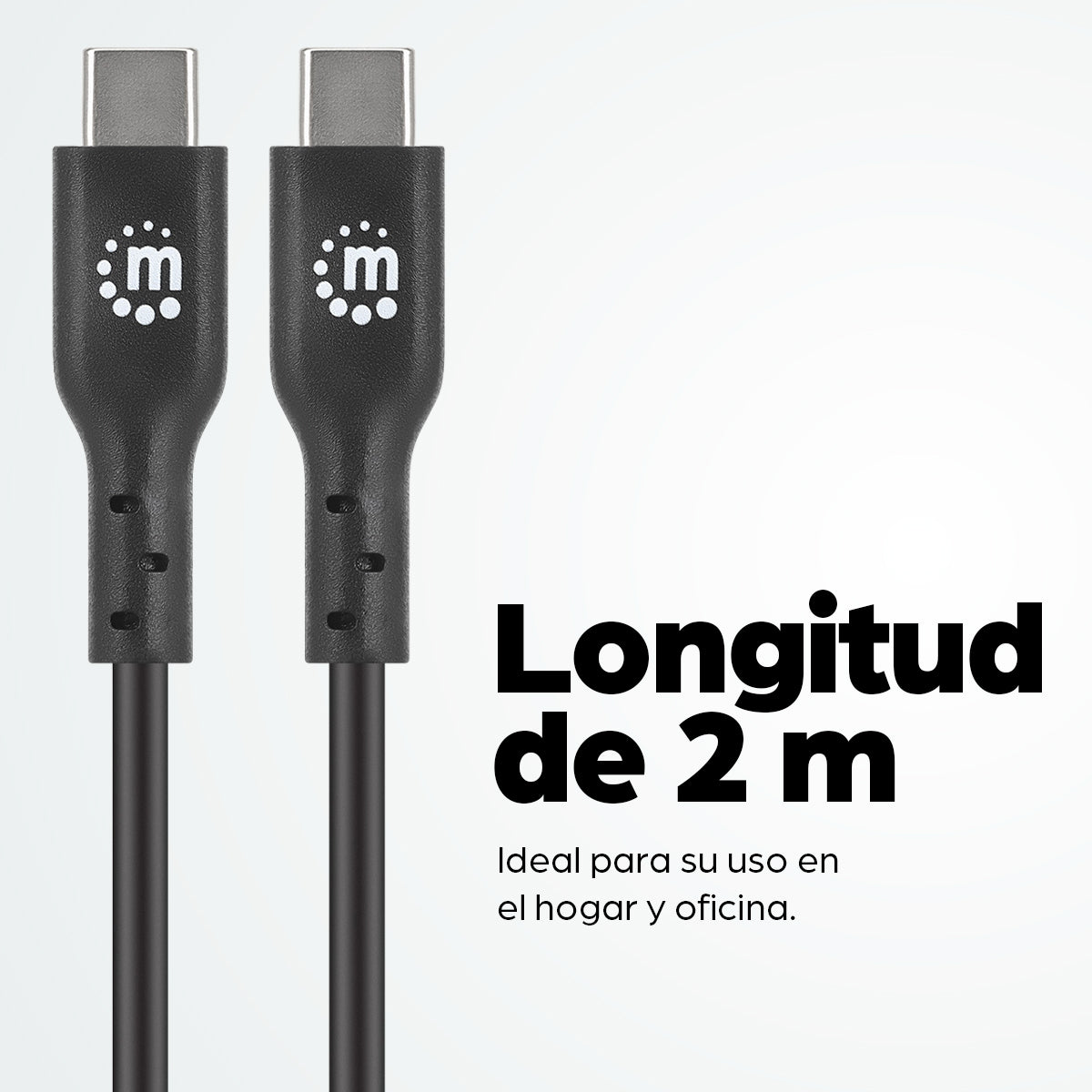 Cable Manhattan USB-C 2.0 Alta Velocidad 2m Color Negro