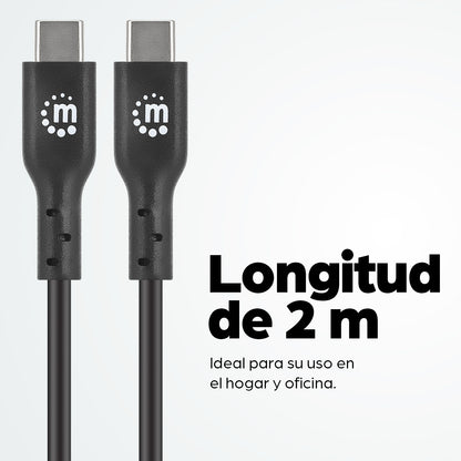 Cable Manhattan USB-C 2.0 Alta Velocidad 2m Color Negro