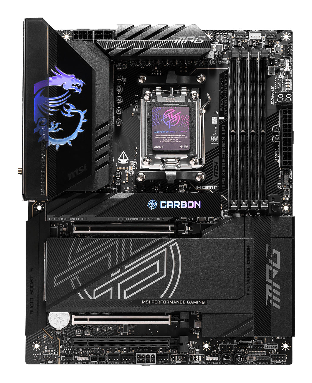 Tarjeta Madre MSI MPG X870E CARBON WIFI ATX Socket AM5 AMD X870E 256GB DDR5 HDMI/DP para AMD