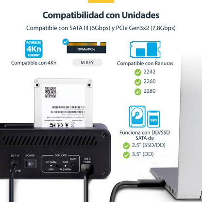 StarTech.com N2-M2-SSD-DUPLICATOR duplicador de datos o soporte Duplicador de HDD/SSD Negro 1 copias