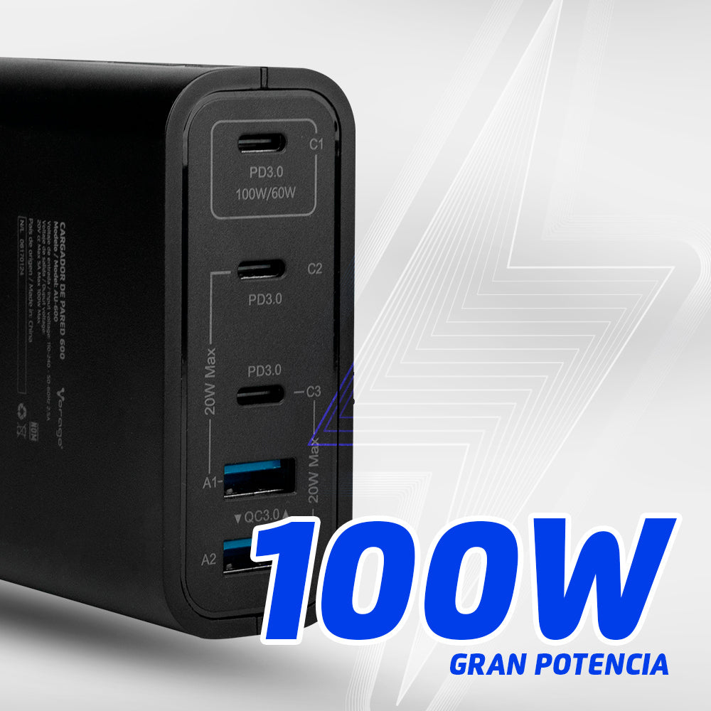Vorago AU-600 cargador de dispositivo móvil Universal Negro Corriente alterna Carga rápida Interior