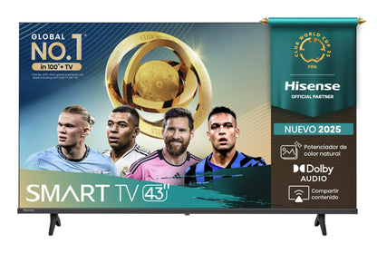 Televisor Hisense 43" A4 Smart VIDAA U8.5 TV FHD Resolución 1920x1080 FULL ARRAY
