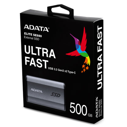 Unidad de Estado Solido SSD Adata Externo 500GB SE880 3.2 USB-C Gris