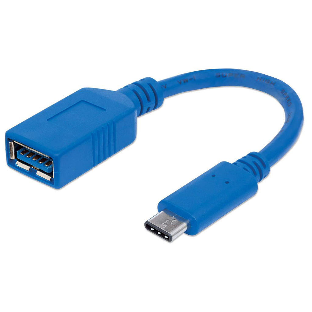 Cable Manhattan USB 3.2 Gen1 C-A Súper Velocidad 15cm Color Azul