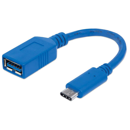 Cable Manhattan USB 3.2 Gen1 C-A Súper Velocidad 15cm Color Azul