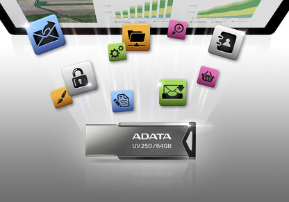 Memoria USB Adata 16 GB UV250 Metálica V2.0 Color Negro-Plata