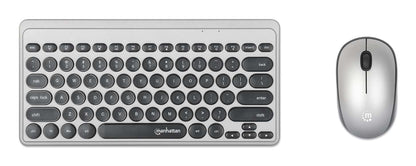 Teclado y Mouse Manhattan Optico Inalambrico Negro y Plata Mini Combo