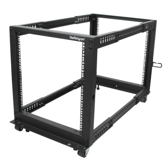 StarTech.com 4POSTRACK12U armario rack Rack o bastidor independiente Negro