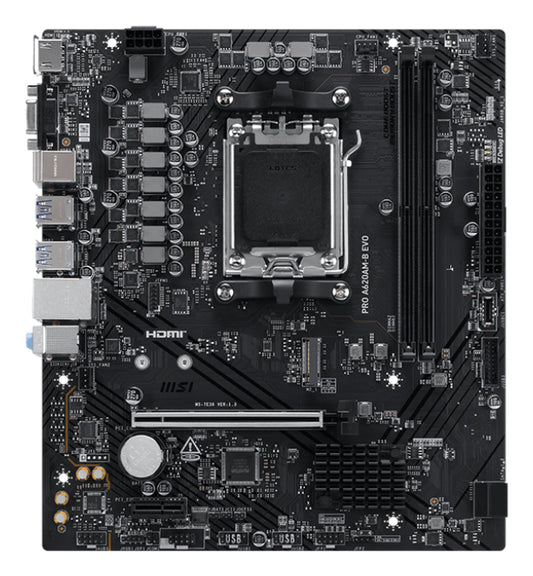 Tarjeta Madre MSI PRO A620AM-B EVO Micro-ATX Socket AM5 AMD A620 128GB DDR5 HDMI para AMD