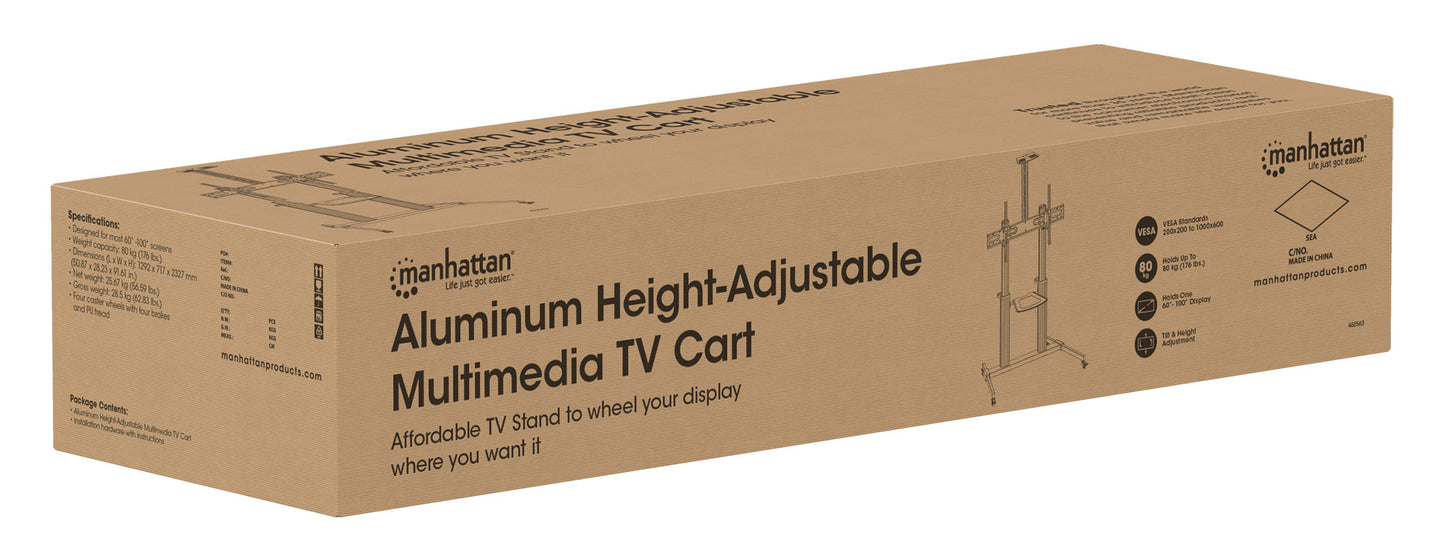 Manhattan 462563 soporte para TV 2.54 m (100") Negro, Plata