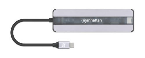 Manhattan 153928 base para laptop o replicador de puertos Alámbrico USB 3.2 Gen 1 (3.1 Gen 1) Type-C Negro, Plata