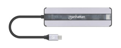 Manhattan 153928 base para laptop o replicador de puertos Alámbrico USB 3.2 Gen 1 (3.1 Gen 1) Type-C Negro, Plata
