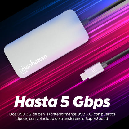 Docking Manhattan USB-C  8 ptos HDMI USB-C PD/2xUSBv3.2/USBv2.0 RED SD/Micro SDD