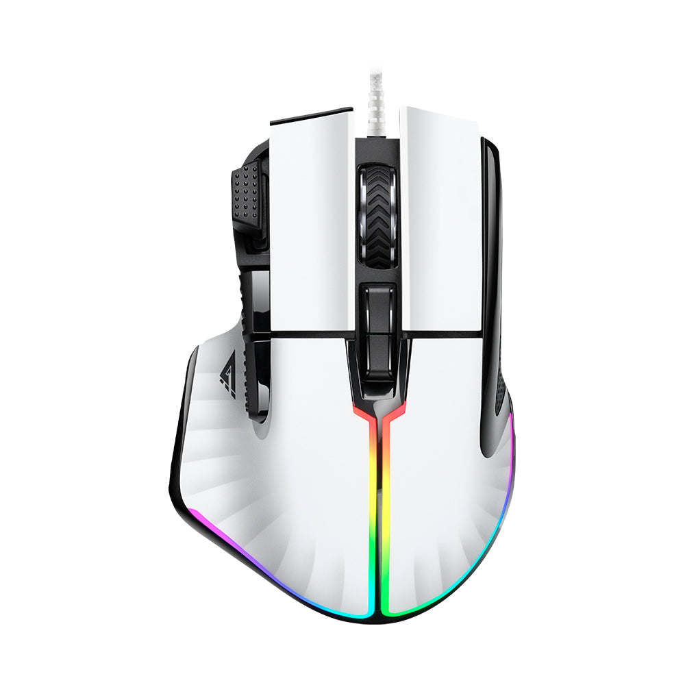 Mouse Game Factor MOG602 Click Láser Pixart 3370 19000 dpi 8 Botones Iluminación RGB Color Blanco