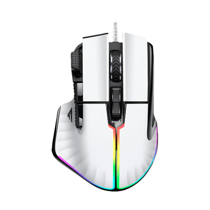 Mouse Game Factor MOG602 Click Láser Pixart 3370 19000 dpi 8 Botones Iluminación RGB Color Blanco