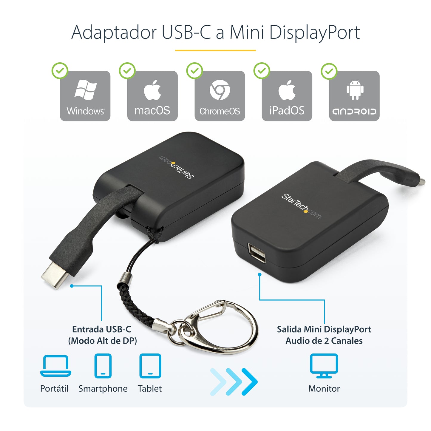 StarTech.com CDP2MDPFC adaptador gráfico USB 7680 x 4320 Pixeles Negro
