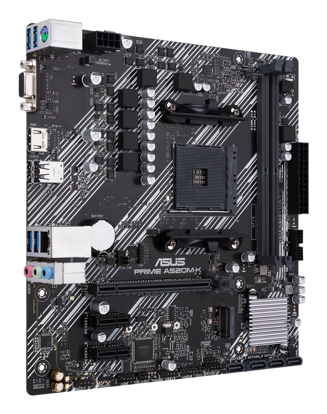 Tarjeta Madre Asus PRIME A520M-K 2xDDR4 64GB 4400Mhz HDMI VGA PCIe 3.0 M.2 S AM4 Ryzen mATX