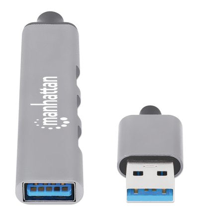 Manhattan 168427 nodo concentrador USB 3.2 Gen 1 (3.1 Gen 1) Type-A 5000 Mbit/s Gris