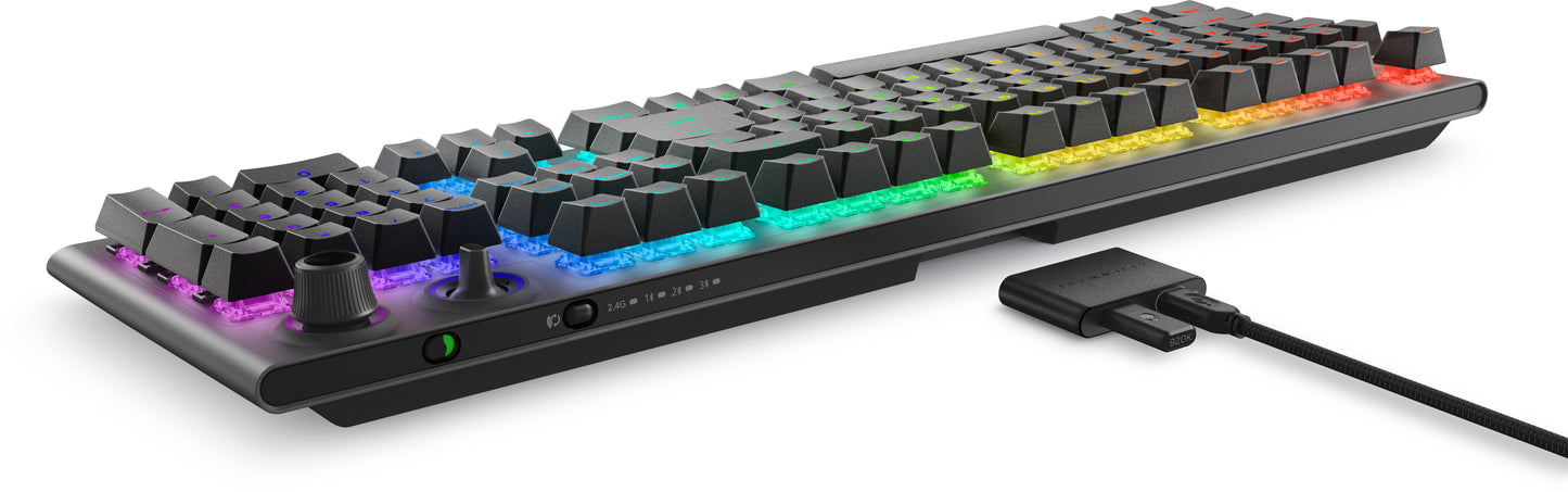Alienware AW920K teclado Juego USB + RF Wireless + Bluetooth QWERTY Inglés de EE.UU. Gris