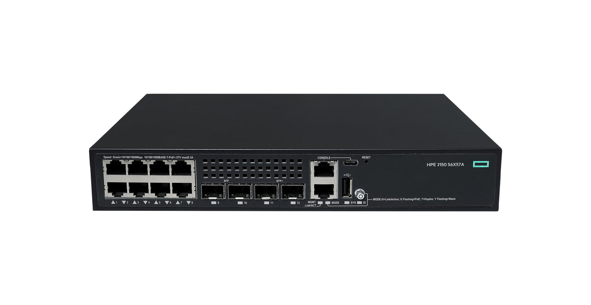 HPE CW 2150 8p 10M/100M/1G PoE+ 2p SFP 1G 2p SFP+ 1G/10G 125W Gestionado Gigabit Ethernet (10/100/1000) Energía sobre Ethernet (PoE) Negro