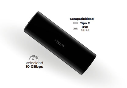 Acteck AC-936460 caja para disco duro externo Carcasa para SSD Negro M.2
