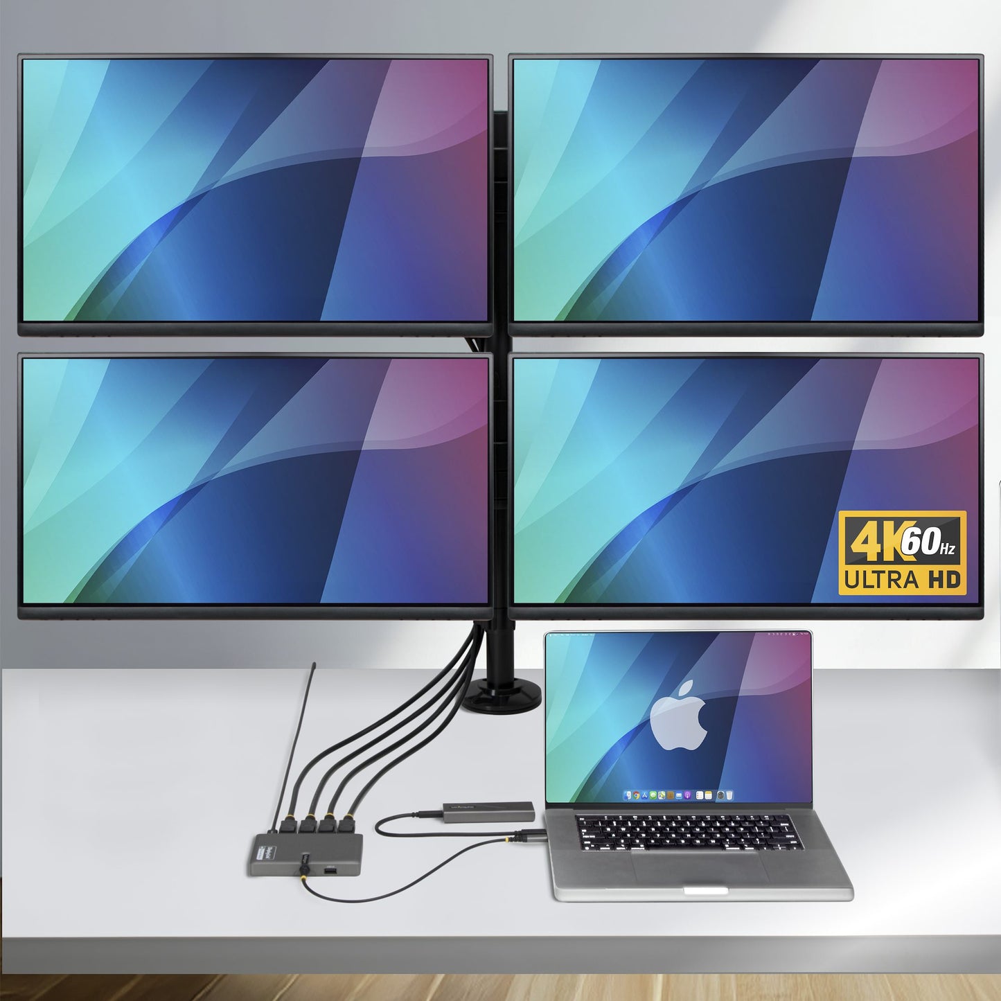StarTech.com QUAD-USB-DP-ADAPT base para laptop o replicador de puertos Alámbrico USB 3.2 Gen 1 (3.1 Gen 1) Type-C Gris
