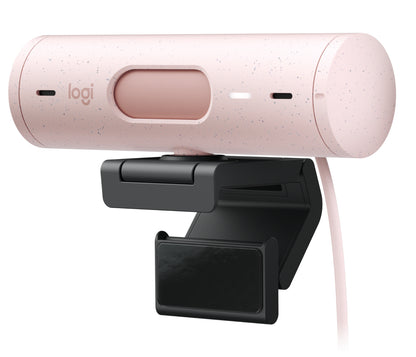 Cámara Web Logitech Brio 500 FHD Resolución 1080p Corrección Iluminación Encuadre Automático Color Rosa