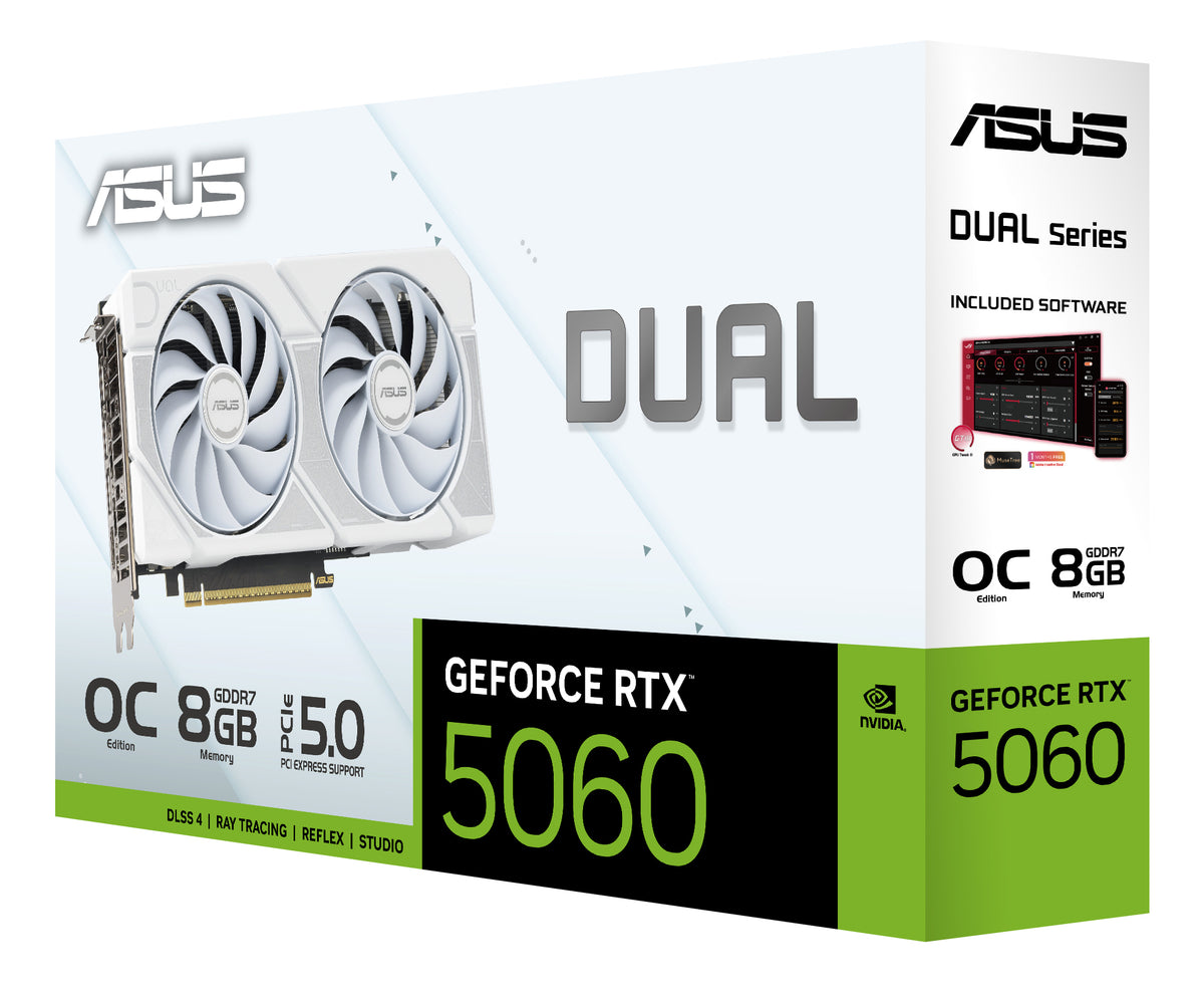Tarjeta de Video ASUS NVIDIA GeForce RTX 5060 8GB 128-bit GDDR7 PCI Express 5.0 Blanco