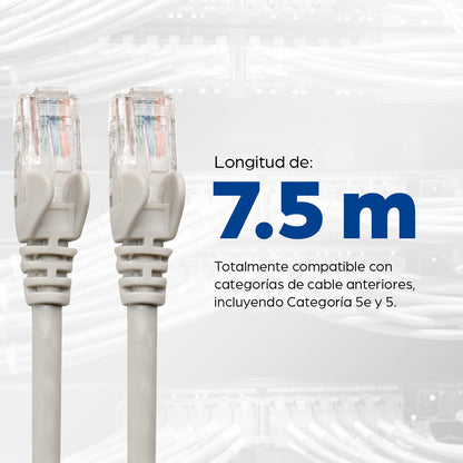 Cable Intellinet Red Cat6 UTP RJ45 M-M 7.5m Color Gris