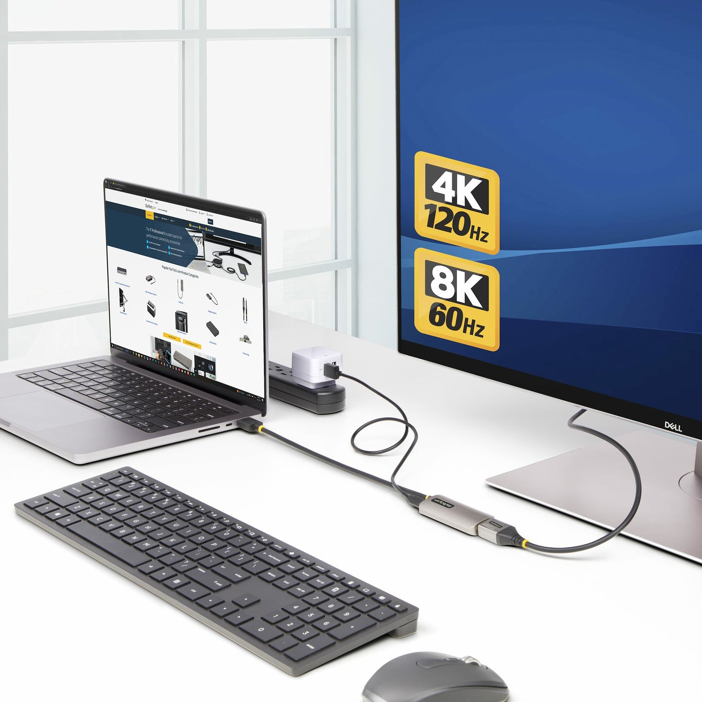 StarTech.com 148B-HDMI-DP-8K adaptador de cable de vídeo 0.3 m HDMI Tipo A (Estándar) DisplayPort Negro, Plata