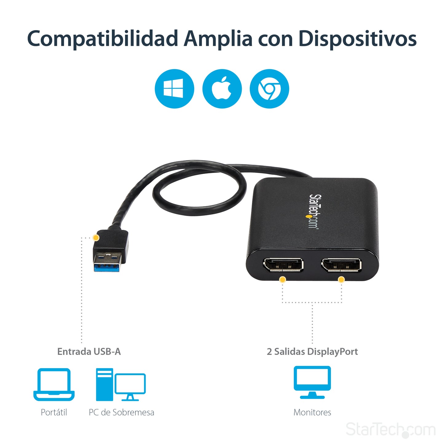 StarTech.com USB32DP24K60 adaptador gráfico USB 4096 x 2160 Pixeles Negro