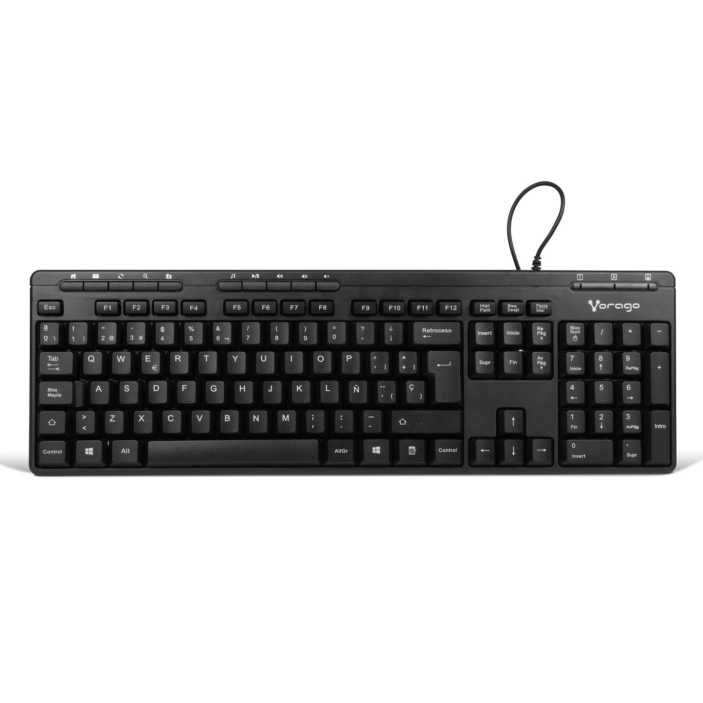Teclado Vorago KB-202 Multimedia USB Color Negro