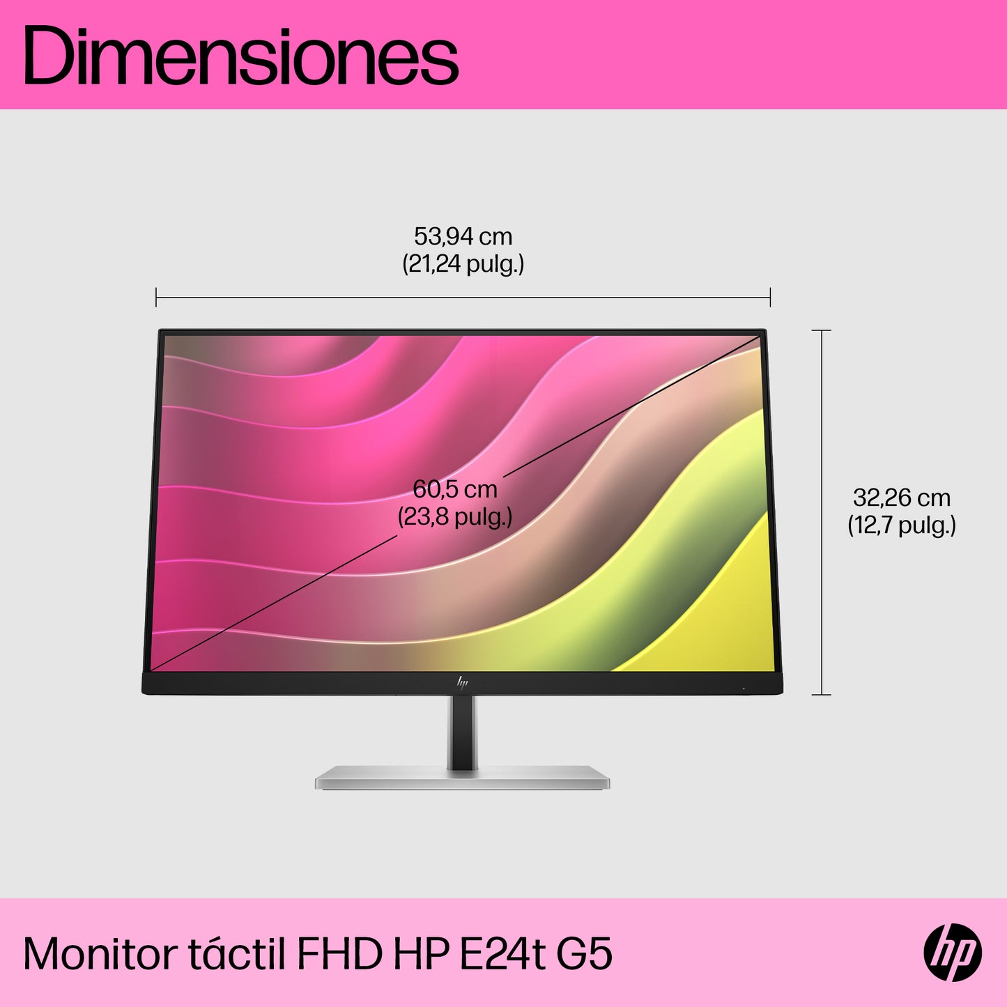 HP E24t G5 FHD Touch Monitor monitor de computadora 60.5 cm (23.8") 1920 x 1080 Pixeles Full HD LCD Negro