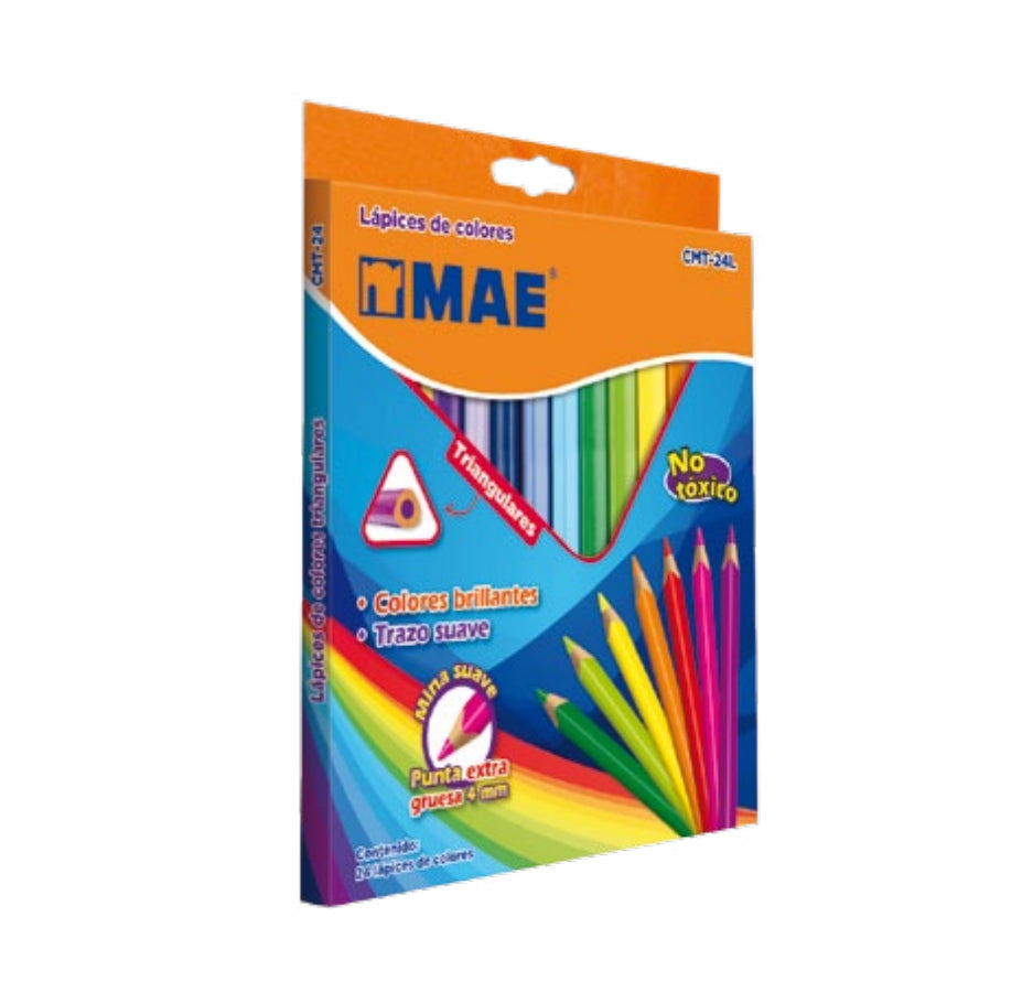 Colores Mae CMT-24L Triangulares Largos C/24 Pzas