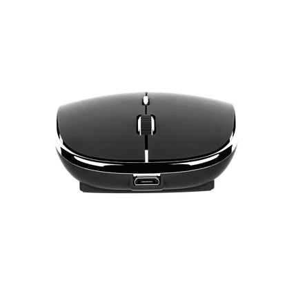 Mouse TechZone Recargable Negro con Nano Receptor Tipo C y Usb a Mouse Pad Incluido
