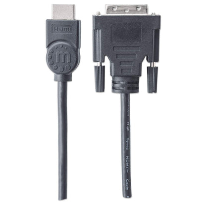 Manhattan 372503 adaptador de cable de vídeo 1.8 m HDMI Tipo A (Estándar) DVI-D Negro