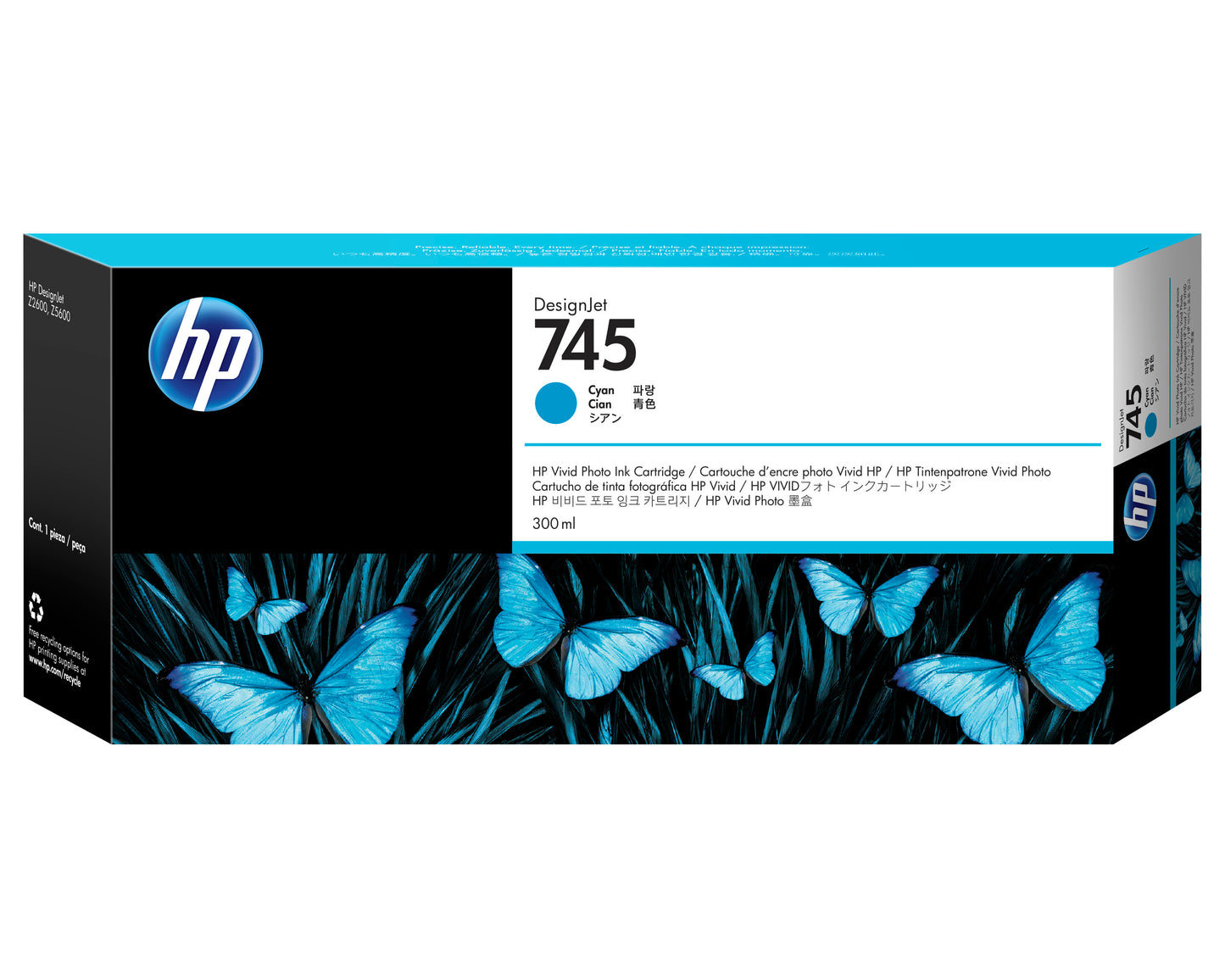 Tinta HP LF 745 DesignJet Cyan 300ML