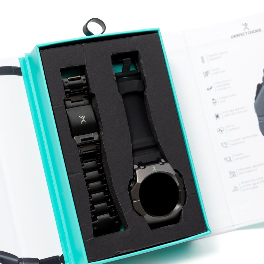 Perfect Choice PC-270188 reloj inteligente y deportivo 5.11 cm (2.01") AMOLED 45 mm Digital 240 x 296 Pixeles Pantalla táctil Negro