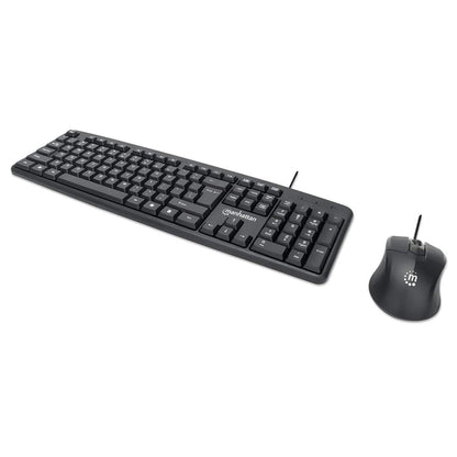 Kit Teclado y Mouse Manhattan Óptico Cableado 1000 ppp Color Negro