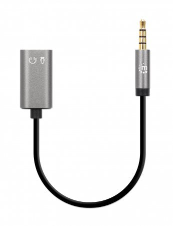 Manhattan 356107 cambiadores de género de cables 3.5mm 2x 3.5mm Negro, Plata