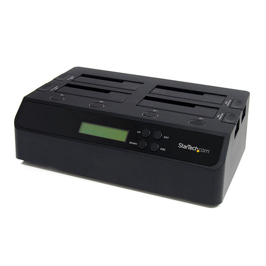 StarTech.com SATDOCK4U3RE duplicador de datos o soporte Duplicador de discos duros Negro 3 copias