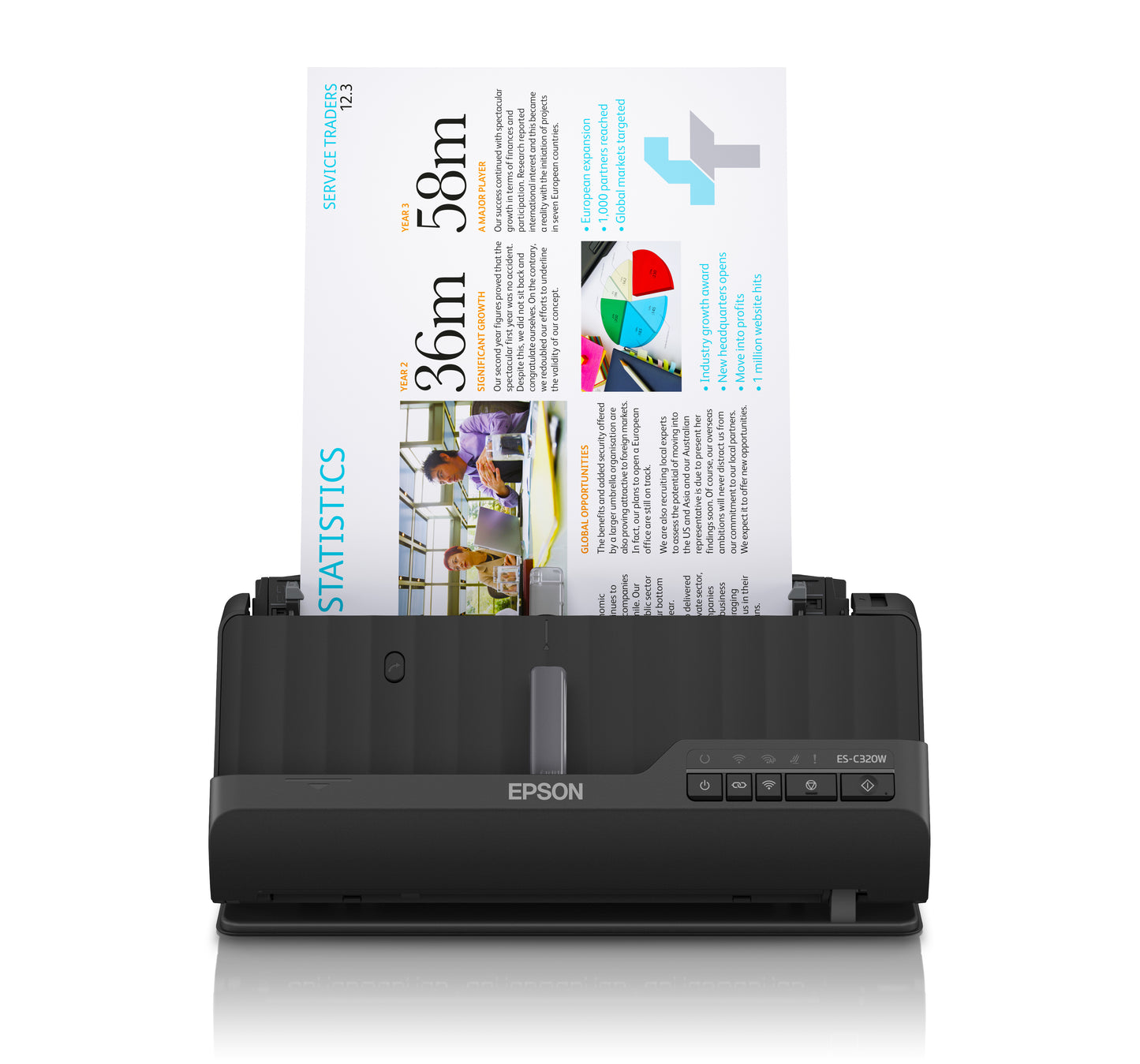 Epson ES-C320W ADF + Escáner de alimentación de hojas 600 x 600 DPI A4 Negro
