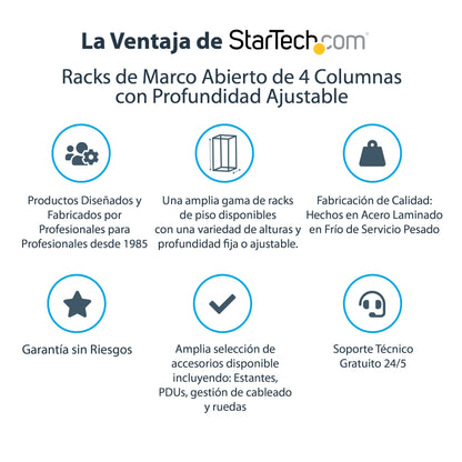 StarTech.com 4POSTRACK25U armario rack Rack o bastidor independiente Negro