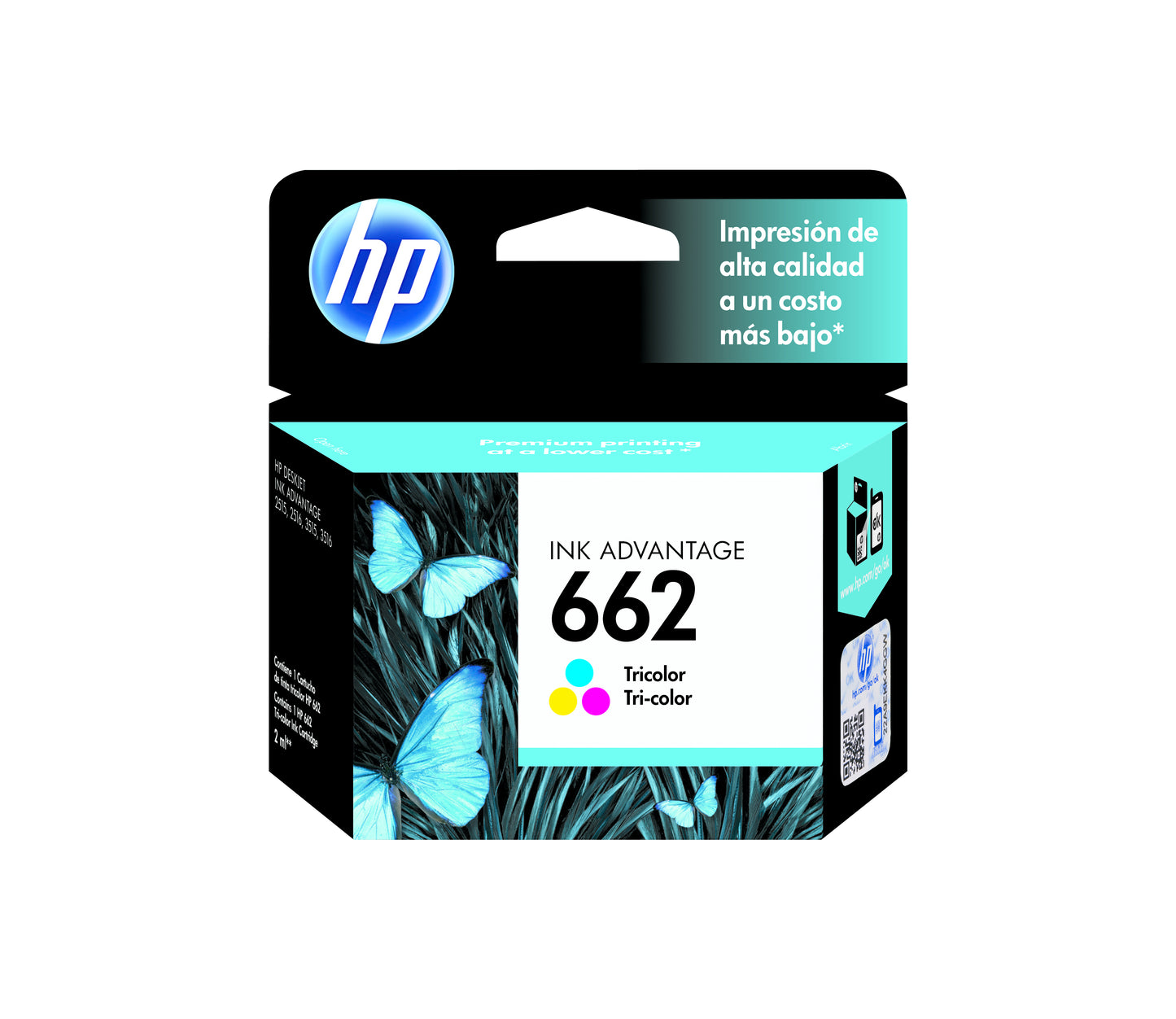 HP 662 Tri-color Ink Cartridge LAR cartucho de tinta 1 pieza(s) Rendimiento estándar Cian, Magenta, Amarillo