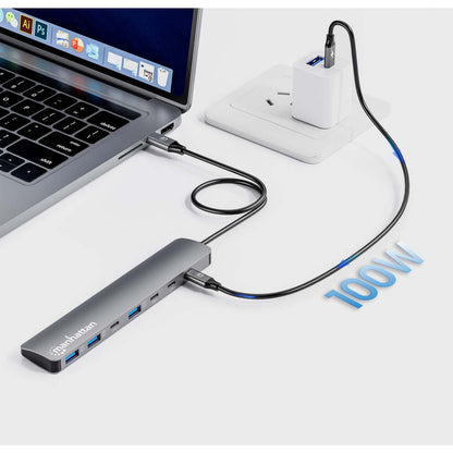 Manhattan 181167 base para laptop o replicador de puertos Alámbrico USB 3.2 Gen 2 (3.1 Gen 2) Type-C Gris