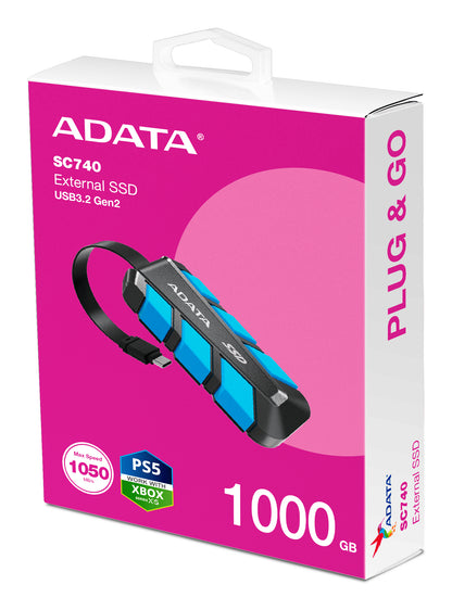 ADATA SC740 1 TB USB Tipo C 3.2 Gen 2 (3.1 Gen 2) Negro, Azul