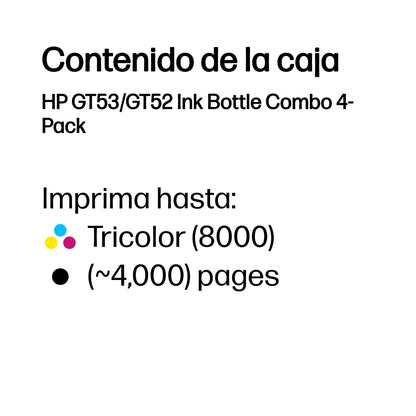 Botella de Tintas HP GT53/GT52 Combo 4-PACK