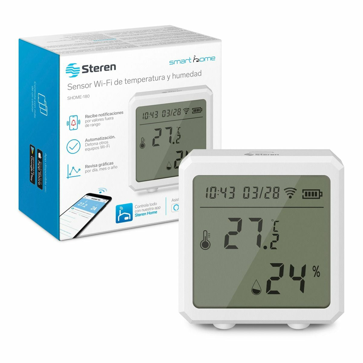 Sensor Wi-Fi Steren Temperatura y Humedad con Pantalla Digital