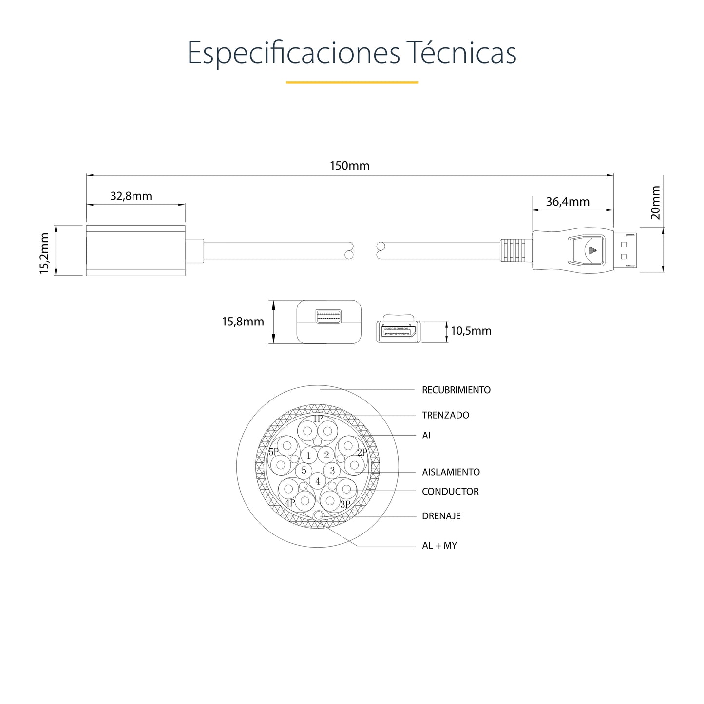 StarTech.com DP2MDPMF6IN cable DisplayPort 0.152 m Negro