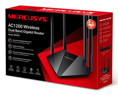 Router Mercusys by TP-Link Dual-Band Wi-Fi Gigabit 300Mbps at 2 4 GHz 867Mbps at 5 GHz 4×Fixed External Antennas AC1200